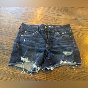 American Eagle Outfitters Midi  Ripped Blue Jean Shorts